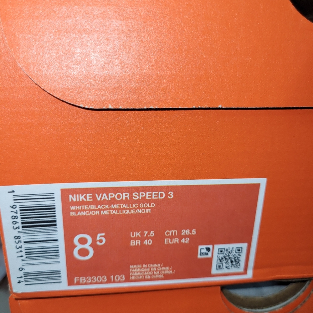 Nike Vapor Speed 3 Men's Size 9 Or 8.5 Football Soccer Cleats White Gold 2025 - Picture 4 of 9